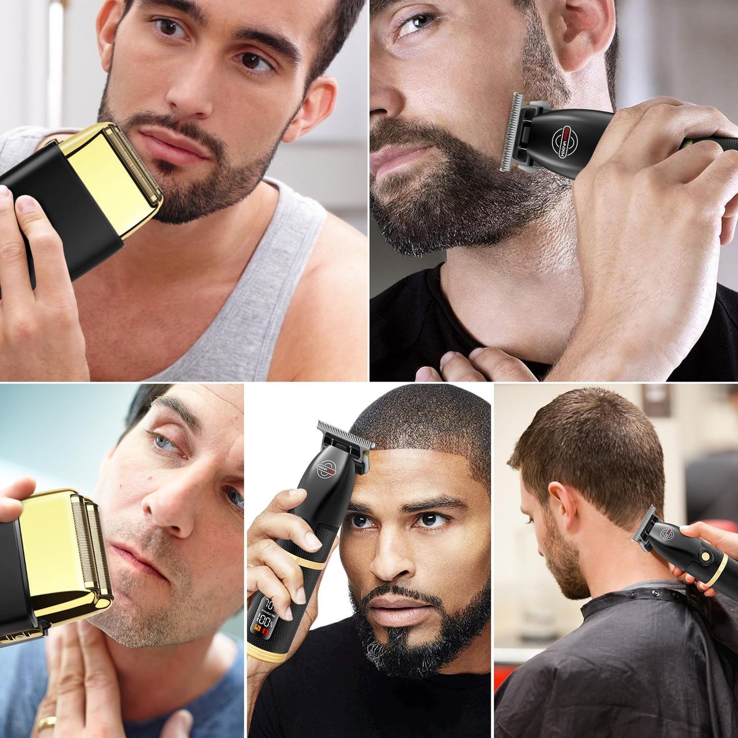 Professional Cordless Clippers LCD Display + Double Foil Shaver