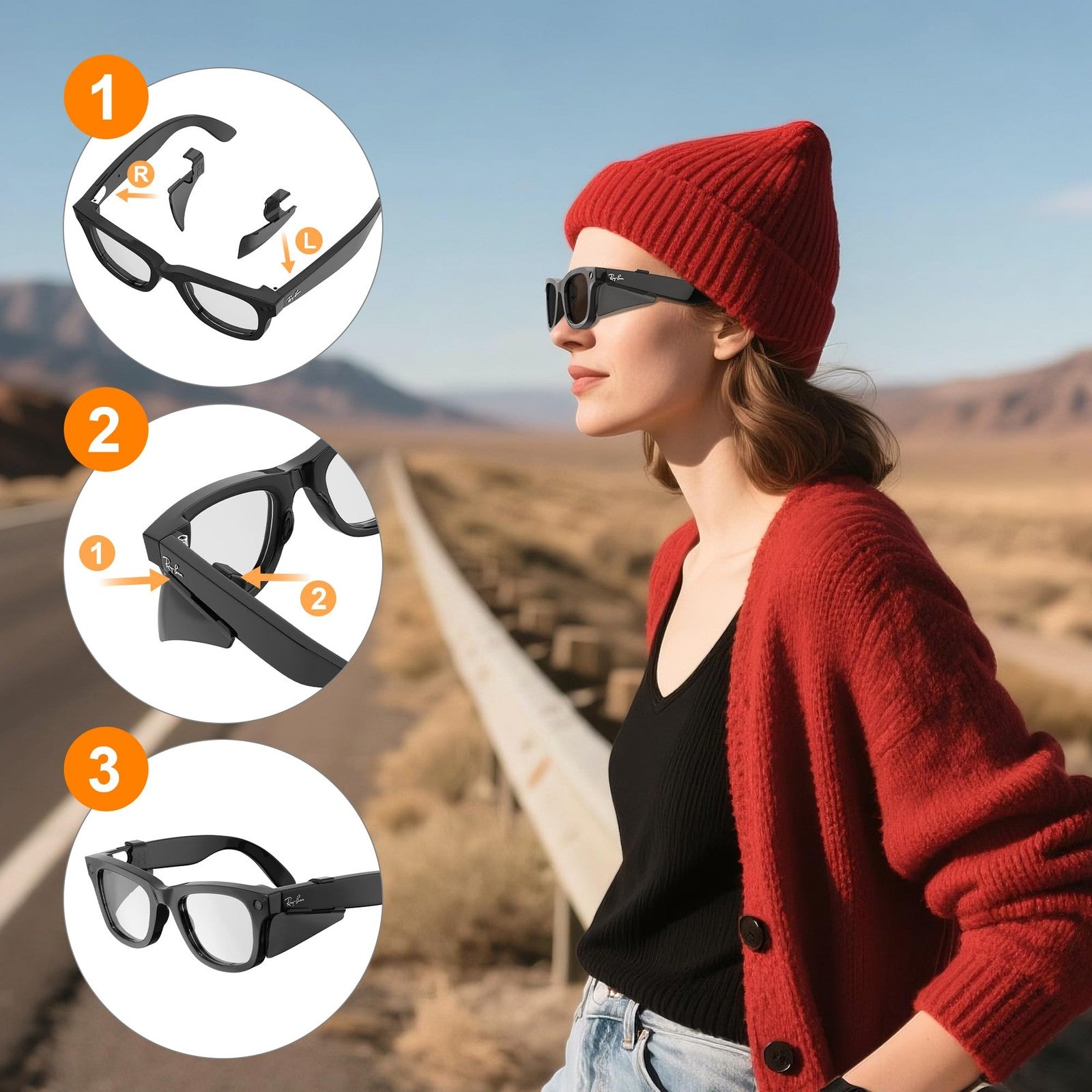 Safety Glasses Side Shields for Ray-Ban Meta Smart Glasses, Durable Fit