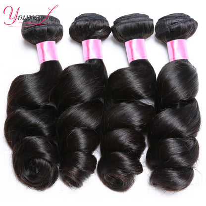 Younsolo Loose Wave Bundles Brazilian Human Hair Loose Weave Bundles 1/3/4/Pcs Lot Natural Color Human Hair Extensions for Women