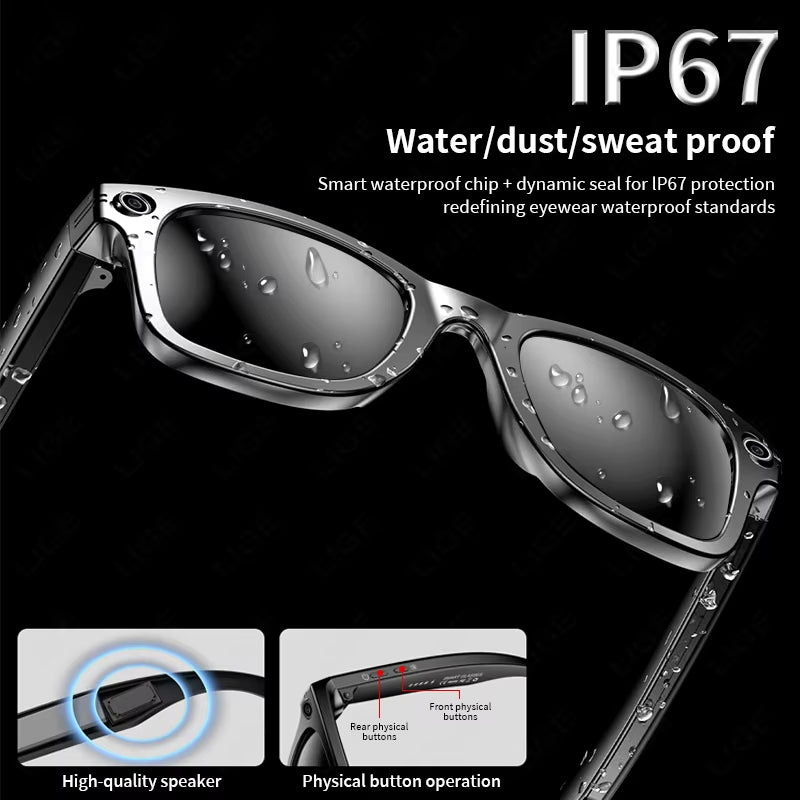 Camera Smart Music Glasses Make Receive Call Bluetooth Headset Recording Photo Recognition anti Blue Light UV Sunglasses