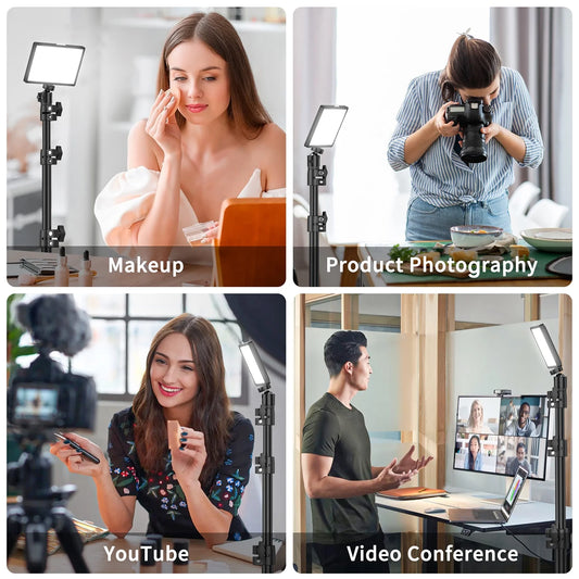 LED Photo Video Light Kit, 2Pcs Remote Control Dimmable USB LED Photography Light with Tripods, 10 Brightness Level and 9 Color Filters for Videography, Youtube, Tiktok